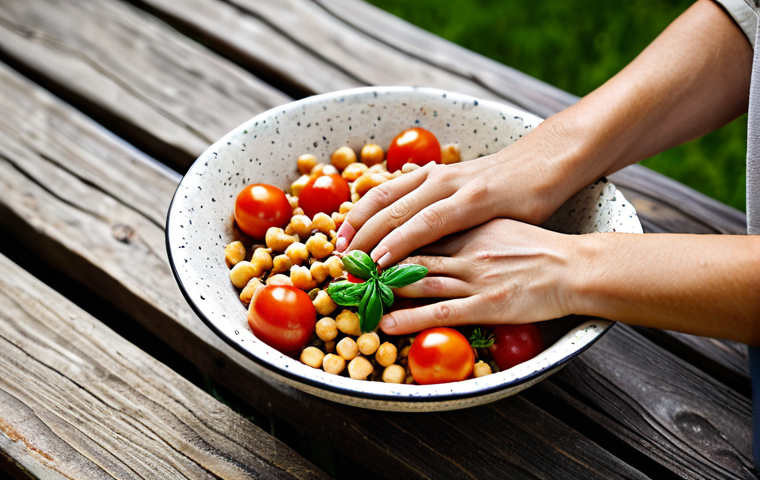 대체 단백질 요리법으로 만드는 방울토마토 샐러드 - Tomato & Chickpea Salad**

"A vibrant and colorful salad featuring ripe cherry tomatoes, crispy bake...